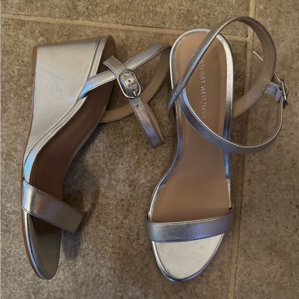 Stuart Weitzman Metallic Silver Sandals - Picture 2 of 4